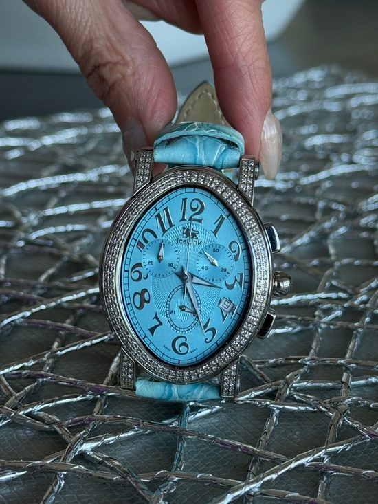 IceLink Accessories - Women's Blue Crystal-Accent Chronograph Watch Ice Link Brand